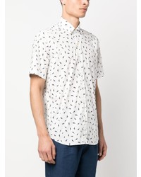 Chemise à manches courtes imprimée blanche Canali