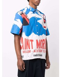 Chemise à manches courtes imprimée blanche MSGM