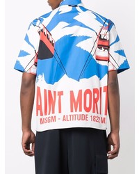 Chemise à manches courtes imprimée blanche MSGM