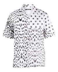 Chemise à manches courtes imprimée blanche Roberto Cavalli
