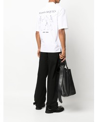 Chemise à manches courtes imprimée blanche Alexander McQueen