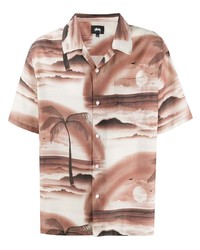 Chemise à manches courtes imprimée blanche Stussy