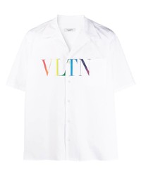Chemise à manches courtes imprimée blanche Valentino