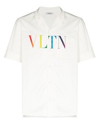 Chemise à manches courtes imprimée blanche Valentino