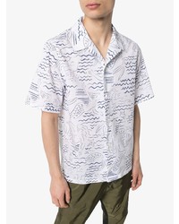 Chemise à manches courtes imprimée blanche Kenzo