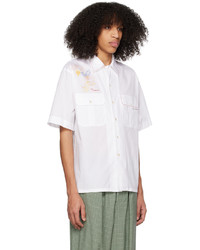 Chemise à manches courtes imprimée blanche Marni