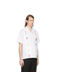 Chemise à manches courtes imprimée blanche Marni