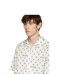 Chemise à manches courtes imprimée blanche Gucci