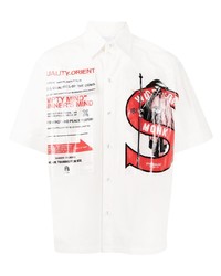 Chemise à manches courtes imprimée blanche Yoshiokubo