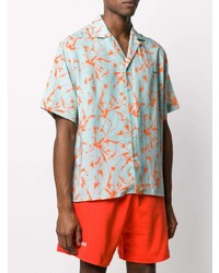 Chemise à manches courtes imprimée bleu clair MSGM