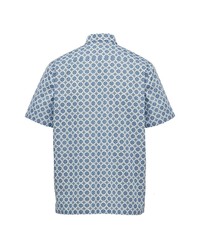 Chemise à manches courtes imprimée bleu clair Prada