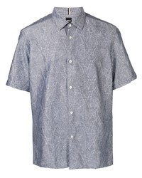 Chemise à manches courtes imprimée bleu clair BOSS