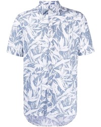 Chemise à manches courtes imprimée bleu clair Canali