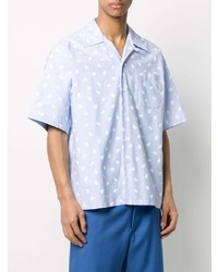 Chemise à manches courtes imprimée bleu clair Marni