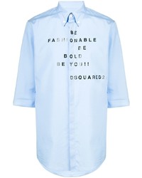 Chemise à manches courtes imprimée bleu clair DSQUARED2