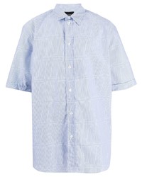 Chemise à manches courtes imprimée bleu clair Emporio Armani