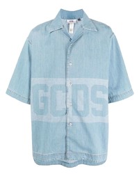 Chemise à manches courtes imprimée bleu clair Gcds