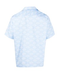 Chemise à manches courtes imprimée bleu clair Lacoste