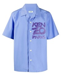 Chemise à manches courtes imprimée bleu clair Kenzo