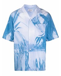 Chemise à manches courtes imprimée bleu clair Kenzo