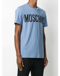 Chemise à manches courtes imprimée bleu clair Moschino