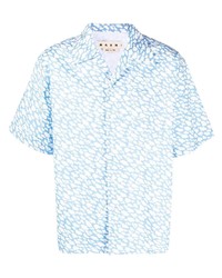 Chemise à manches courtes imprimée bleu clair Marni