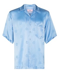 Chemise à manches courtes imprimée bleu clair Martine Rose