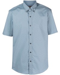 Chemise à manches courtes imprimée bleu clair Michael Kors
