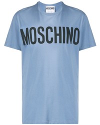 Chemise à manches courtes imprimée bleu clair Moschino