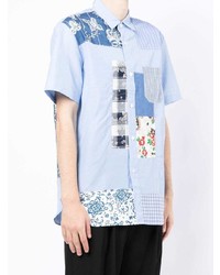 Chemise à manches courtes imprimée bleu clair Junya Watanabe