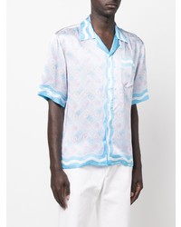 Chemise à manches courtes imprimée bleu clair Casablanca