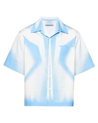 Chemise à manches courtes imprimée bleu clair Prada