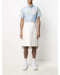 Chemise à manches courtes imprimée bleu clair Thom Browne