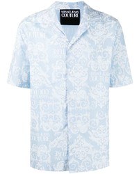Chemise à manches courtes imprimée bleu clair VERSACE JEANS COUTURE