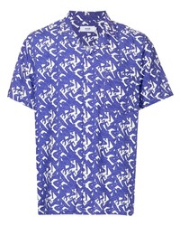 Chemise à manches courtes imprimée bleu marine et blanc Arrels Barcelona