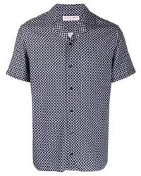 Chemise à manches courtes imprimée bleu marine et blanc Orlebar Brown