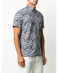 Chemise à manches courtes imprimée bleu marine et blanc Tommy Hilfiger