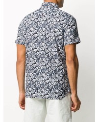 Chemise à manches courtes imprimée bleu marine et blanc Tommy Hilfiger