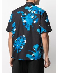 Chemise à manches courtes imprimée bleu marine MSGM