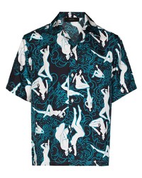 Chemise à manches courtes imprimée bleu marine Amiri