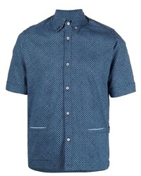 Chemise à manches courtes imprimée bleu marine Anglozine