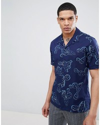 Chemise à manches courtes imprimée bleu marine Antony Morato