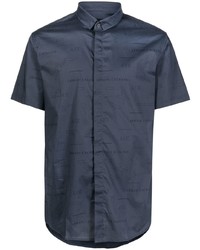 Chemise à manches courtes imprimée bleu marine Armani Exchange