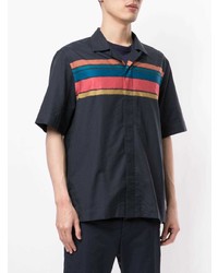 Chemise à manches courtes imprimée bleu marine Paul Smith