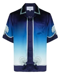 Chemise à manches courtes imprimée bleu marine Casablanca