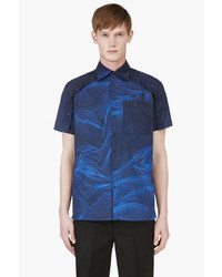 Chemise à manches courtes imprimée bleu marine Christopher Kane