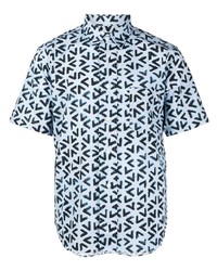 Chemise à manches courtes imprimée bleu marine Comme des Garcons Homme Deux