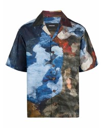 Chemise à manches courtes imprimée bleu marine Costumein