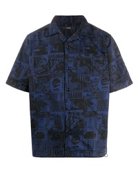 Chemise à manches courtes imprimée bleu marine Diesel