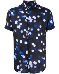 Chemise à manches courtes imprimée bleu marine Emporio Armani